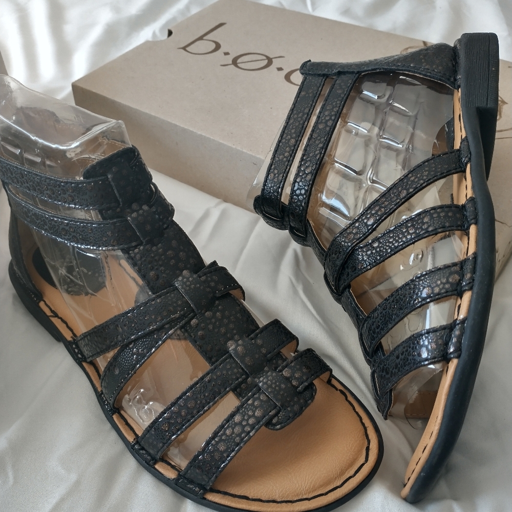 BOC "Scotti" Black Lizard Gladiator Sandals